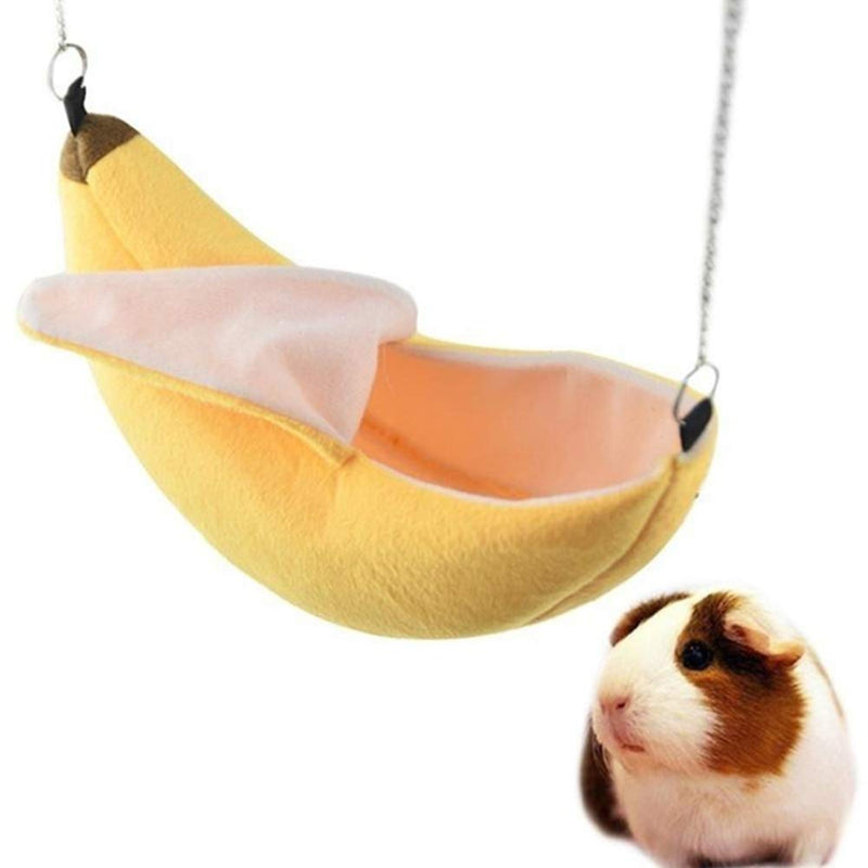 [Australia] - KHLZ US Banana Hamster Bed House Hammock, Small Animal Warm Bed House Cage, Nest Hamster Accessories Sugar Hamster Squirrel My Neighbor Totoro Hedgehog Mouse Bird Pet (Green + Yellow) 