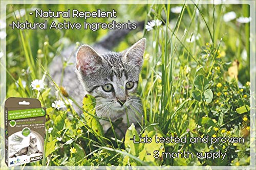 ALZOO Pesticide Free - Natural Flea and Tick Repellent Spot-on for Cats - 3 Easy-on applicators - Repels Fleas, Ticks, dust-Mites, Mosquitoes (Three 1 Month Applications) - PawsPlanet Australia