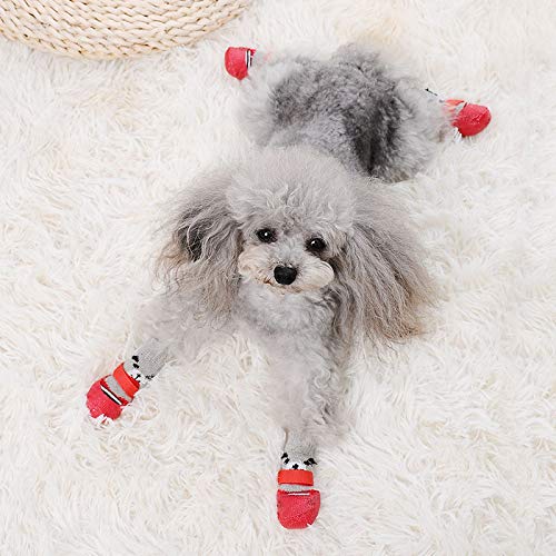 Dog Cat Boots Shoes Socks with Adjustable Waterproof Breathable and Anti-Slip Sole All Weather Protect Paws(Only for Tiny Dog) Small (Pack of 4) Black - PawsPlanet Australia