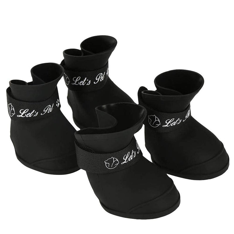 Fdit 4Pcs Pet Dog Rain Shoes Silicone Waterproof Anti-slip Protective Rain Shoes for Dog Small Animal (L/Black) - PawsPlanet Australia