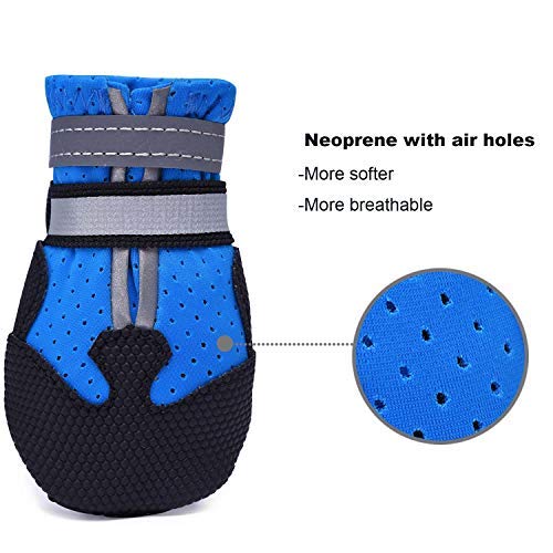 Ulandago Breathable Dog Boots Nonslip Rubber Soft Sole for Summer Size5 (3.15" width ) Blue - PawsPlanet Australia