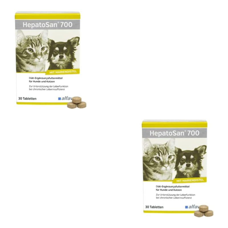 Alfavet HeptoSan 700 | Double pack | 2 x 30 tablets | Supplementary food for dogs and cats | To support liver function in chronic liver insufficiency - PawsPlanet Australia