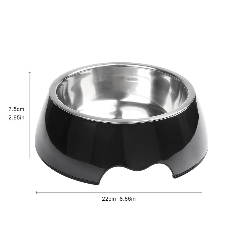 Zellar 2-in-1 Dog Food Bowls Large Pet Water Bowls Removable Stainless-Steel Bowl in Round Non-Skid Rubber Base Pet Bowls for Dogs and Cats, Black - PawsPlanet Australia