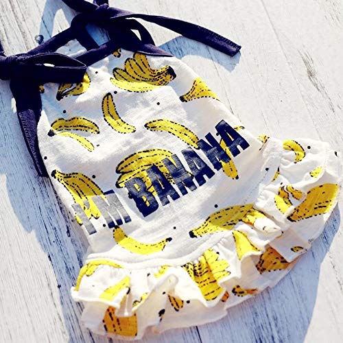 Cotton Puppy Clothes Summer Dog Shirt Dress - Dogs Clothes T Shirt Dress Cute Skirt Outfits Fruit Print Adorable Dog Sling Skirt Dog Vest Tanks Tops Tees for Small Dogs (Banana Dress, Small) Banana Dress - PawsPlanet Australia