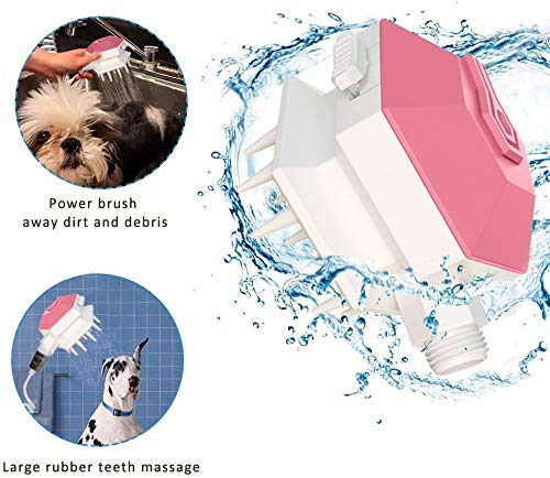 [Australia] - NMGGGU pet Shower Nozzle pet Bathing Too Sprayer 3 in 1 Shampoo Cleaning Innovative Brush Massaging Dog and cat Bath tub Outdoor Garden Hose Compatible Pink 