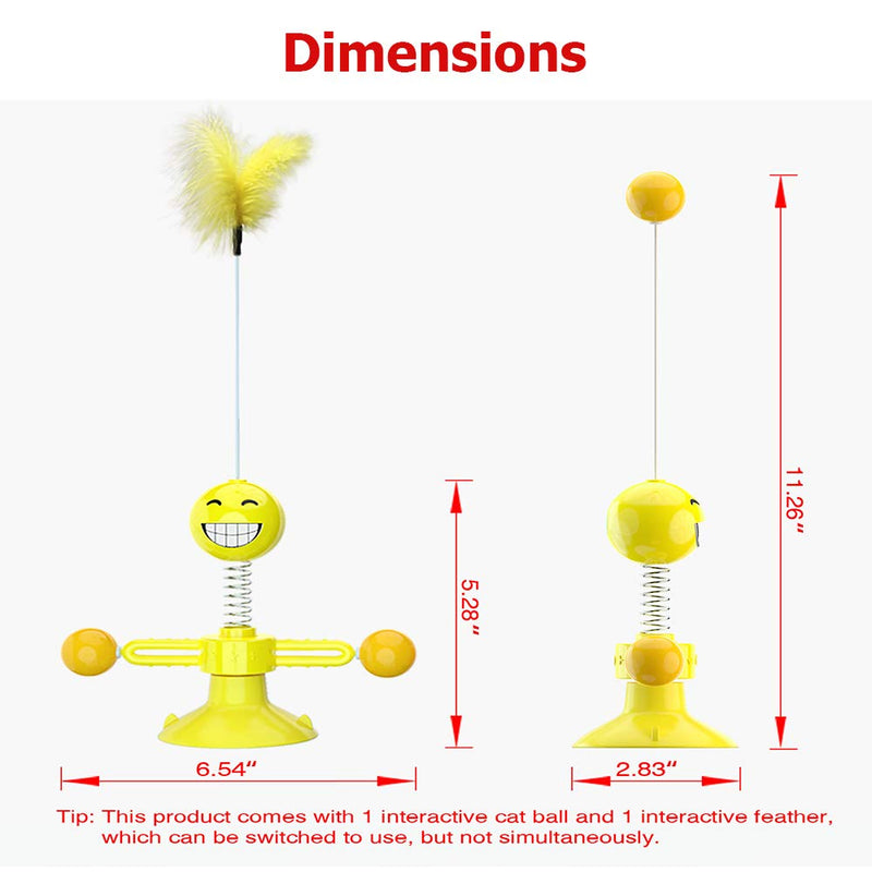 LINKE Interactive Cat Toys 4 in 1 Creative Cat Teaser Feather Toy 360° Roatating with Wall Mount Spring Training Toy (Yellow) (Yellow) Yellow - PawsPlanet Australia