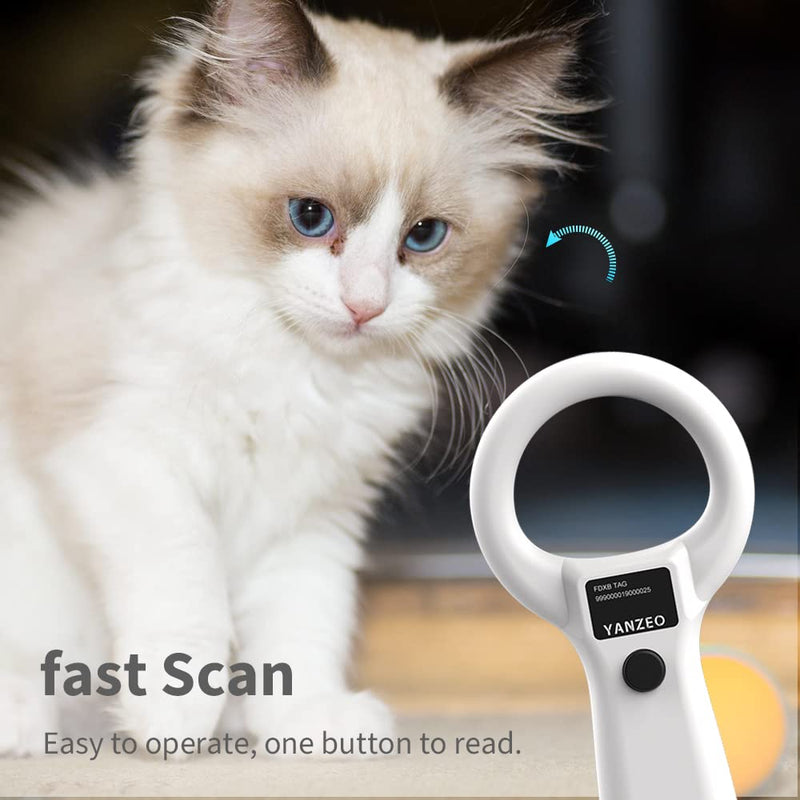 Yanzeo Pet Microchip Scanner, RFID EMID Animal Handheld Reader, 134.2kHz Pet ID Scanner Rechargeable Animal Chip Registration, Pet Tag Scanner FDX-B(ISO 11784/11785) (AR180S) - PawsPlanet Australia