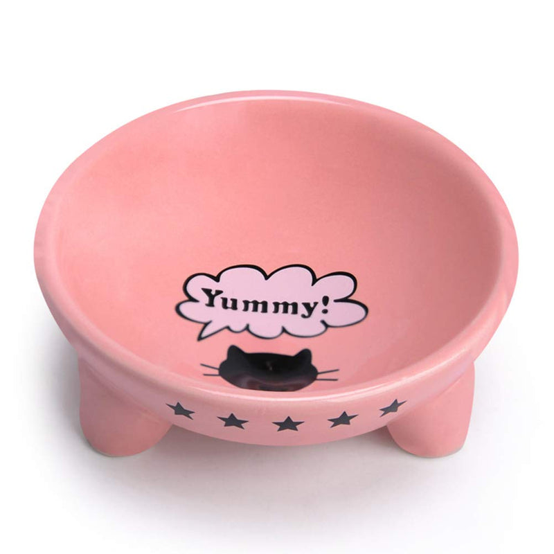 POPETPOP Ceramic Raised Cat Food Bowls-Cat Bowls with Stand,Elevated Puppy Feeder,Single Raised Cat Dish Perfect for Cats and Puppy-Pink Size 1 - PawsPlanet Australia