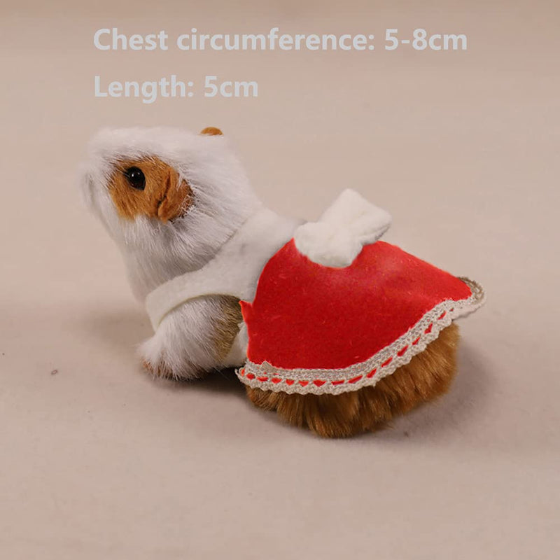 Hamster Clothes Cute Mini Skirt and Hat, Adjustable Hamster Leash, Warm Cozy Cotton Dresses Apparel Fashion Outfit for Rat Birthday Party Daily(Red) - PawsPlanet Australia