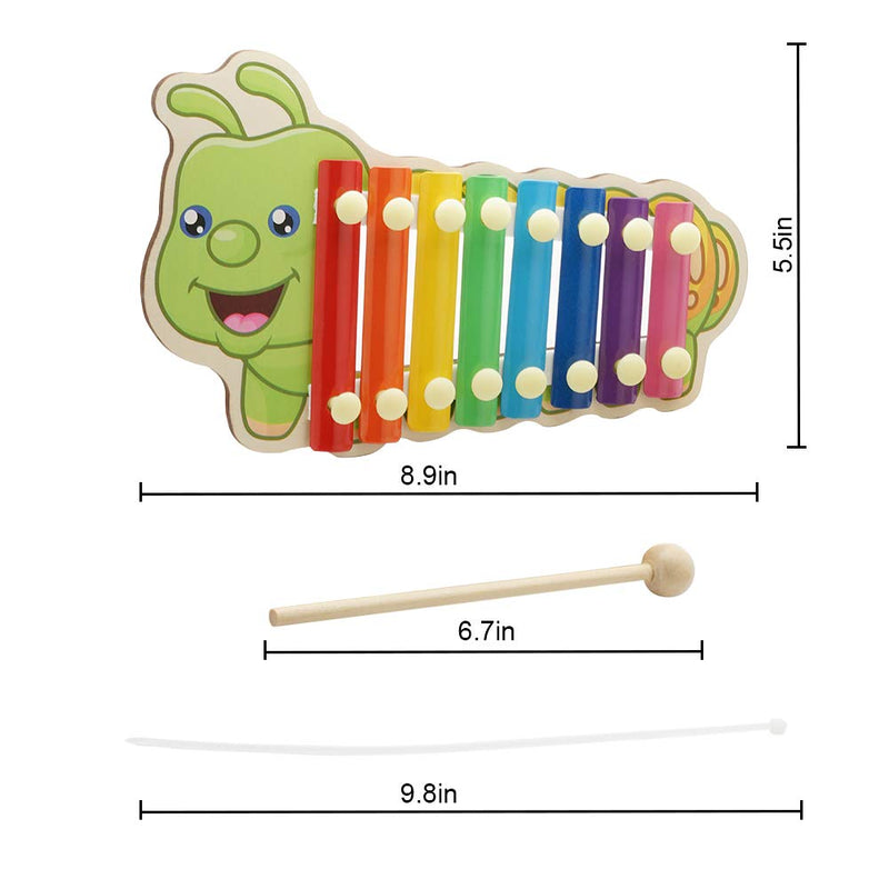 [Australia] - hatatit Wooden Chicken Xylophone Toy 8-Tone Hens Knocking Xylophone Toy Hens Play Coop Toys with 2 Wooden Sticks and 5 Pieces Fixed Lines 