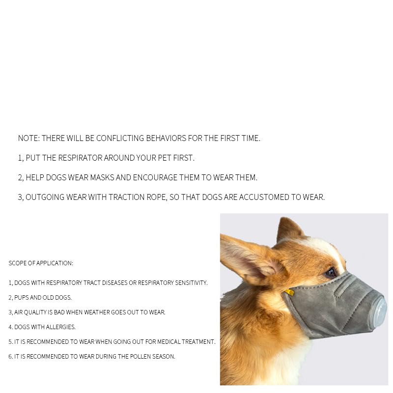 SJJH Dog Filter Muzzle, Pet Protective Respirator, Anti Dust Breathing Mask, Smog Filter 3pcs(S) Small - PawsPlanet Australia
