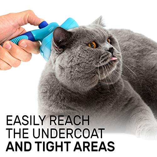 [Australia] - CleanHouse Pets Cat and Dog Hair Brush - No More Shedding | Easy Self Cleaning Button! All Pet Sizes, Small to Large. Pro Grooming Slicker Brushes, Removes Loose Hairs, Tangles, Cleans & Desheds blue 