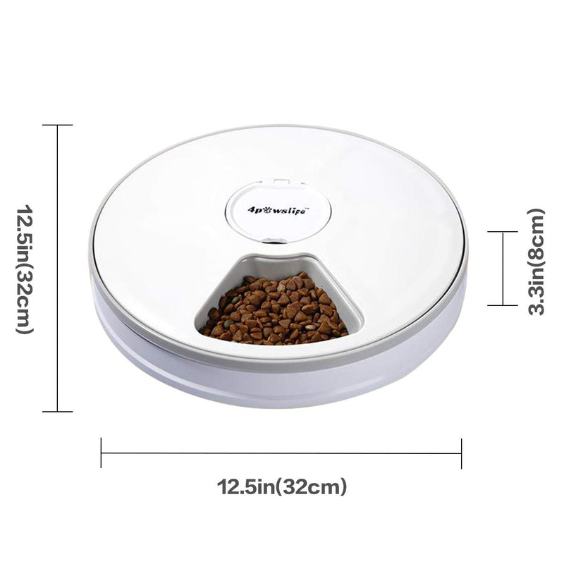 [Australia] - 4pawslife 6 Meal Automatic Pet Feeder Food Dispenser with Digital Timer and Music Broadcast for Cats and Dogs 