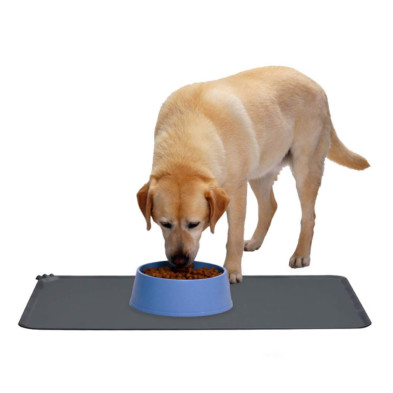 YUDISEN Dog and Cat Silicone Food Mat, 19''x12'' Waterproof Pet Placemat and Non Slip Silicone Pet Feeding Mat for Food and Water Bowls, Feeding Tray To Keep Your Floor Clean (Black) Black - PawsPlanet Australia