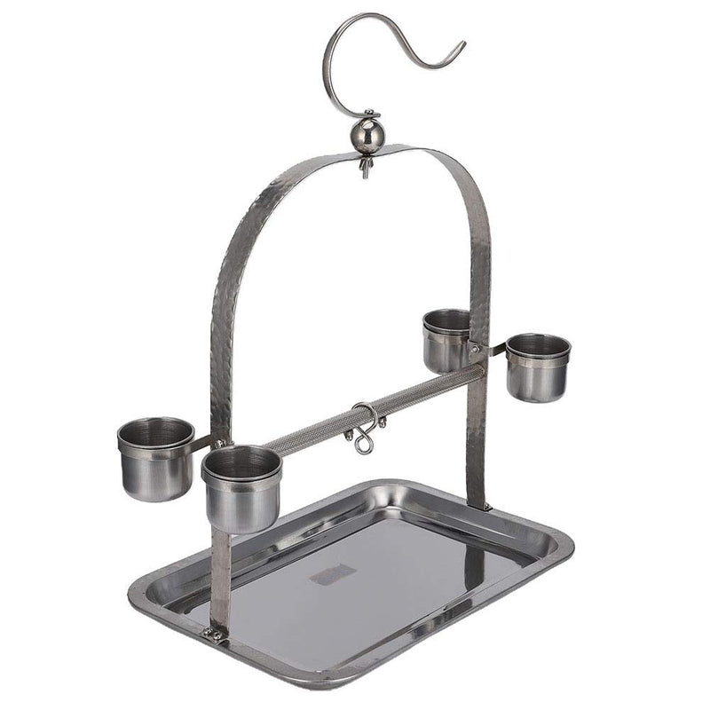 AMONIDA Stainless Steel Stand, Stand Cage Stand Feeder, with 4 Feeder Cup Parrots for Cockatoo - PawsPlanet Australia