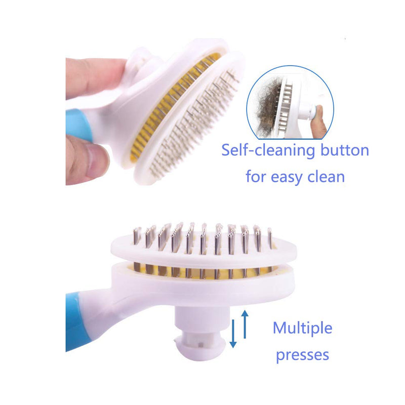 [Australia] - lee&van 013104 Self Cleaning Pet Brush, Cats Brush, Dogs Brush, for Small, Medium & Large Dogs & Cats, with Short to Long Hair, Blue 