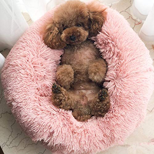 [Australia] - Neekor Cat Dog Beds, Soft Plush Donut Pet Bedding Winter Warm Sleeping Round Fluffy Pet Calming Bed Cuddler for Puppy Dogs/Cats, Size: Small/Medium/Large/X Large pink/medium 