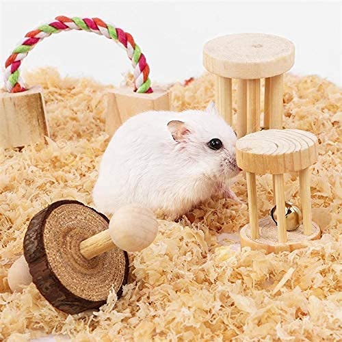 Tokenhigh Hamster Chew Toys 10 Pcs,Natural Pine Wood, Guinea Pigs, Rats, Chinchillas Toy Accessories, Exercise Bell, Dental Care, Molar Toys For Rabbits, Birds, Bunnies - PawsPlanet Australia