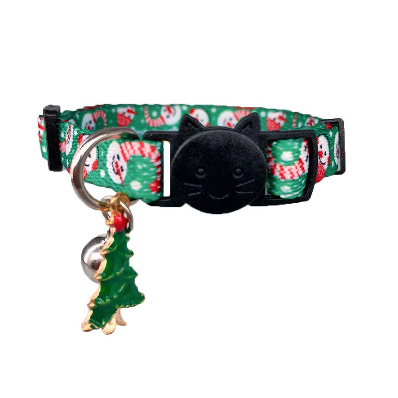 Cluos 2 Pack Christmas Cat Collars Quick Release with Bell and Charm Safety Kitten Collars Adjustable 19-30cm Red & Green - PawsPlanet Australia