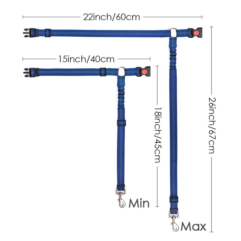 [Australia] - AutoWT Dog Seatbelt, 2 Pack Pet Car Seatbelt Headrest Restraint Adjustable Puppy Safety Seat Belt with Elastic Bungee and Reflective Stripe Connect with Dog Harness Light Blue 