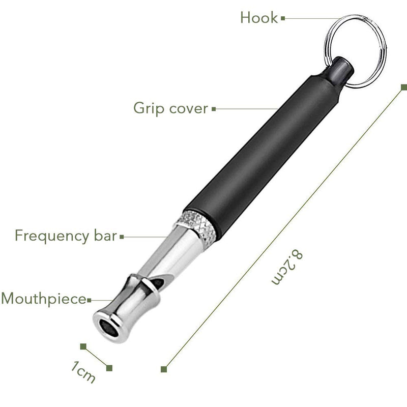 Dog Whistle with Free Lanyard, Dog Training Whistle with Lanyard for Dog Recall Repel Silent Training, Adjustable Frequencies Ultrasonic Stainless Steel Dog Training Whistle to Stop Barking(Black) - PawsPlanet Australia