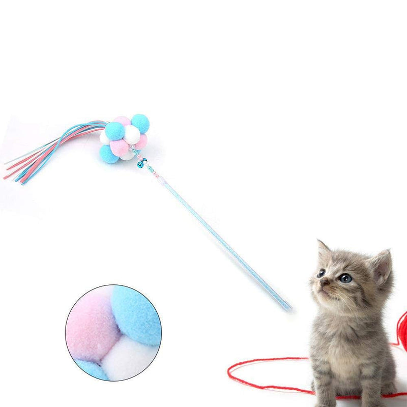 Amasawa 2 Pieces Fairy Stick Cat,Cat Teaser Toy,Pet Toy Ball Feather Tassel Fairy Stick Cat Funny Stick Pompom Plush Ball Bell Tassel Teaser Wand Stick Play Bite Toy - PawsPlanet Australia