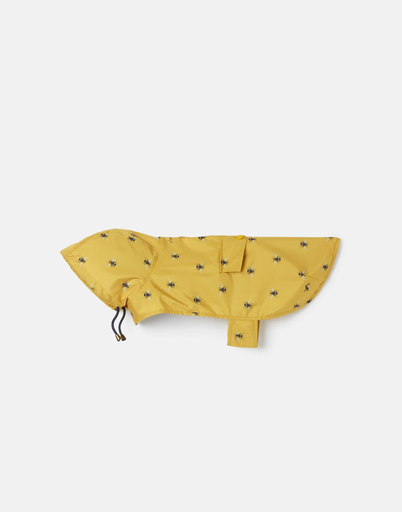 Rosewood Joules Bee Print Water Resistant, Mustard Yellow, Packaway Dog Coat Small - PawsPlanet Australia