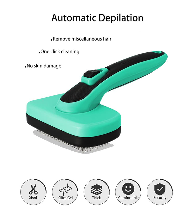 WARTAU Generation 2 Self Cleaning Slicker Brush Gently Removes Loose Undercoat Dog or Cat Will Love Being Brushed with The Pet Grooming Brush Green - PawsPlanet Australia