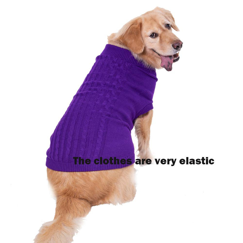 SunteeLong Turtleneck Knitted Dog Sweater Puppy Sweater Warm Pet Winter Clothes Small Dogs Sweaters for Cold Weather (Purple, S) Purple - PawsPlanet Australia
