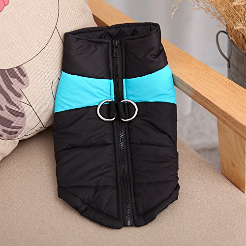 ZoonPark® Pet Dogs Winter Coat Jacket Apparel,Dog Cat Warm Soft Light Waterproof Coat Jacket Vest Harness Padded Puffer Warm Winter Clothes For Small Medium Big Dog, Large Dog (S, Blue) S - PawsPlanet Australia