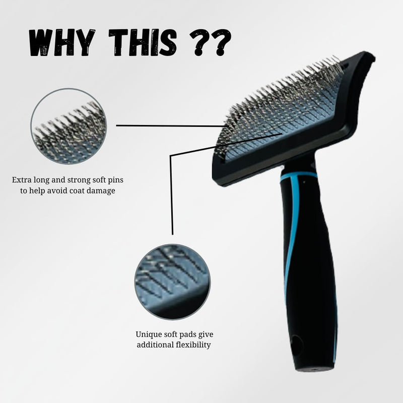 Extra Long Pin Slicker Brush for Dogs - Professional Grade, Gentle and Effective Grooming, Removes Loose Fur and Tangles, Removes Undercoat, Angled Pins for Dematting, Ergonomic Handle(Medium) Medium - PawsPlanet Australia