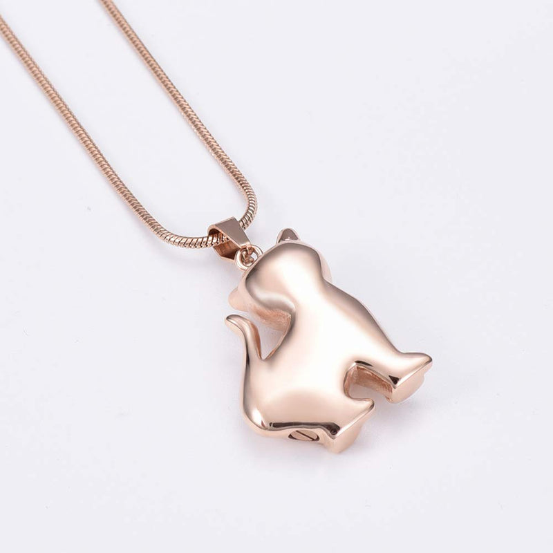 [Australia] - Oinsi Cremation Jewelry for Ashes of Pet Memorial Necklace Hold Black Crystal Eye's Cat Keepsake Pendant Made of Stainless Steel Rose Gold 