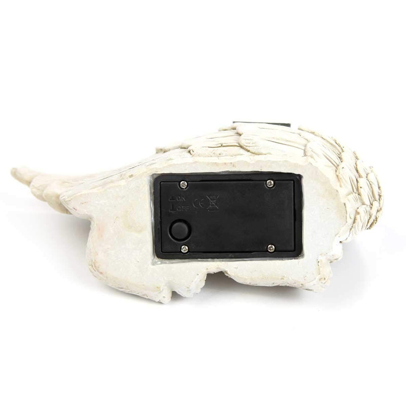 Festive Lights Tastefully and lovingly designed memorial stone with solar-powered LED lighting - including batteries, integrated solar panels and twilight switch, (angel wings with dog) angel wings with dog - PawsPlanet Australia