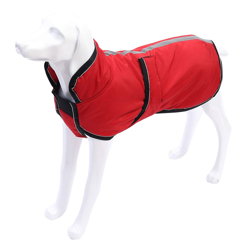 Reflective Parka 300D Dog Coat, Waterproof Dog Jacket for Small Medium Large Dogs with Harness Hole-Red-XL XL (Back Length 50CM) Red - PawsPlanet Australia