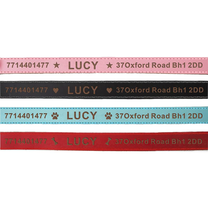 Leather Dog Collars Personalised Dog Collar Custom Collars for Pets Cat Puppy Dogs Blue Black Pink Red and 4 Sizes XS S M L (Black XS) - PawsPlanet Australia