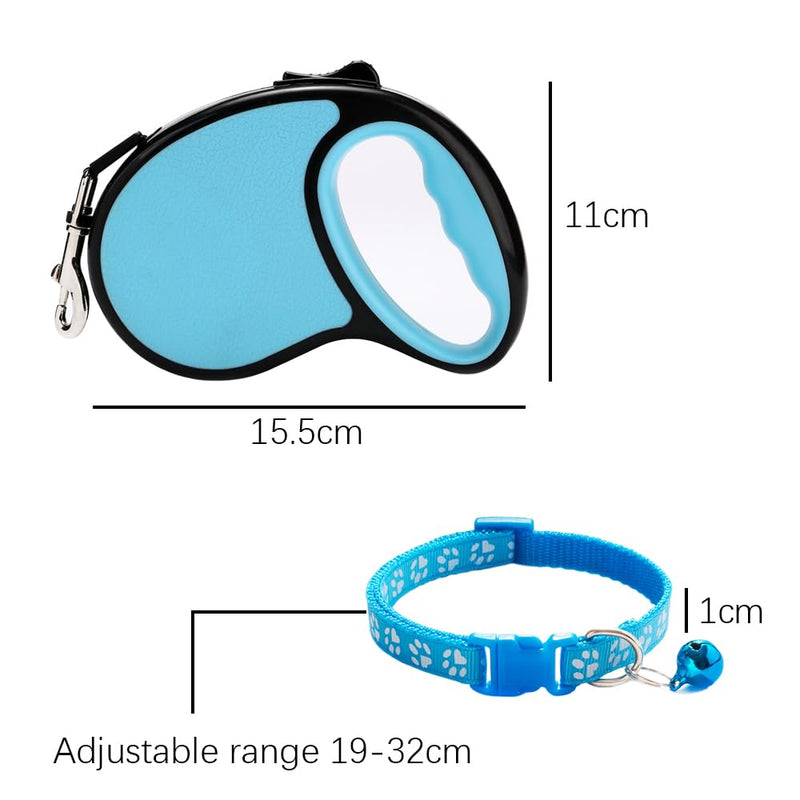 TRKETK Retractable Dog Lead, 5m Tangle-Free Extendable Dog Lead with Anti-Slip Handle Anti-Theft Dog Leads with Dog Collar for Small to Medium Dogs (Blue) - PawsPlanet Australia