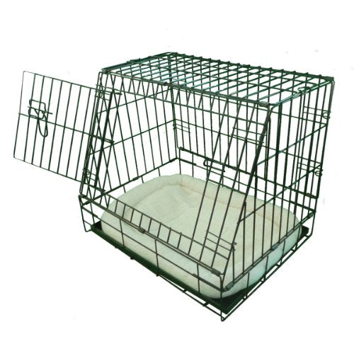 Deluxe Sloping Puppy Cage Small 24 inch Black Folding Dog Crate with Non-Chew Metal Tray, Fleece and Slanted Front For Car by Ellie-Bo Small / 24-inch Deluxe - PawsPlanet Australia