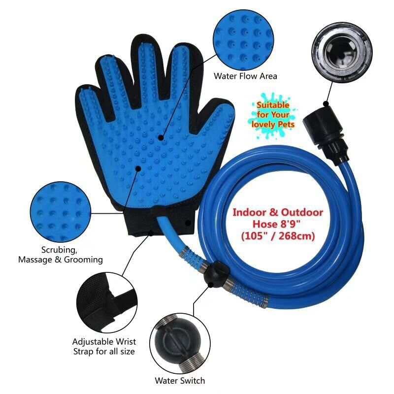 HASEA Pet Grooming Glove - Water Connection Shower - Grooming - Hair Remover Pet Care - Dog - Massage - Grooming - Dog SPA - PawsPlanet Australia