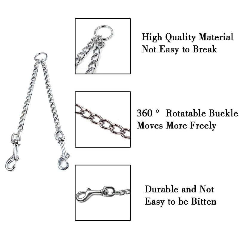 JVHLOV Double Metal Dog Leash, 360° Rotating Splitter for Two Dog Leashes, Double Dog Clutch, Double Leash, for Twins and Large Medium and Small Dogs - PawsPlanet Australia