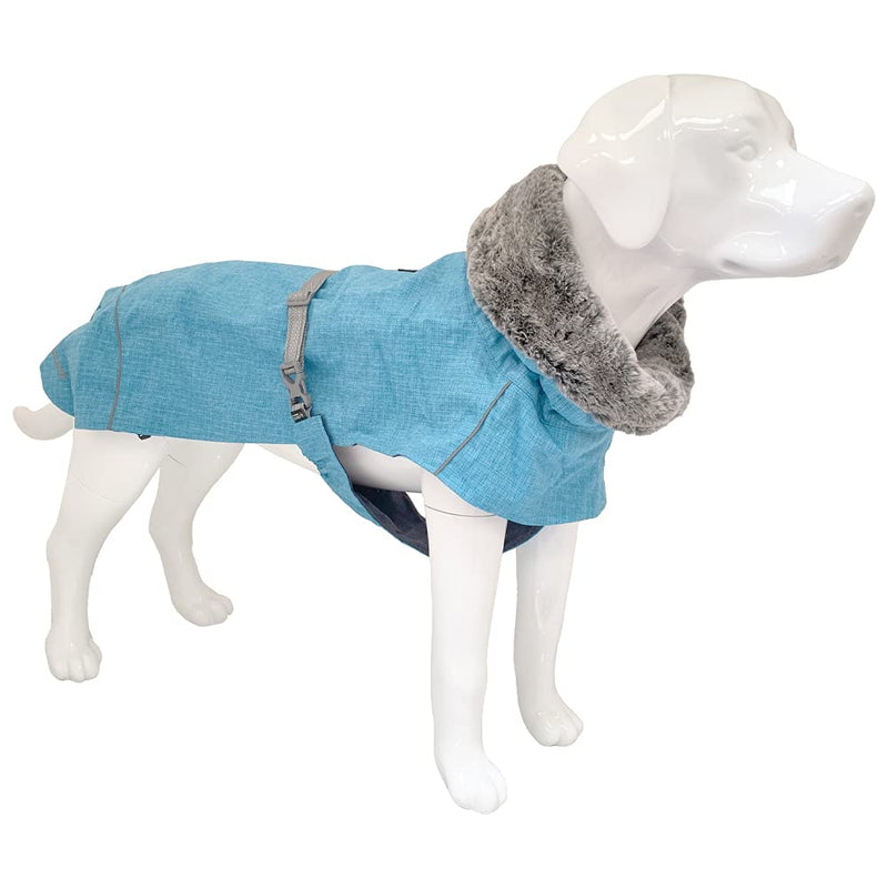 Crosses Hiking Dog Coat, Waterproof for Dogs, Padded Winter Coat, Thermopile Lining, Everest Turquoise, Size 60cm - 382g - PawsPlanet Australia