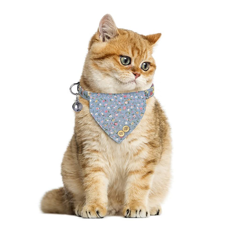 ideapro Bow Tie Cat Collar Bandana, 2 Pack Breakaway Cat Collar with Removable Bow Tie Bandana, Kitten Collar with Bells, Cute Flower Pattern Pet Bandana Collar for Cat Puppy Floral - PawsPlanet Australia