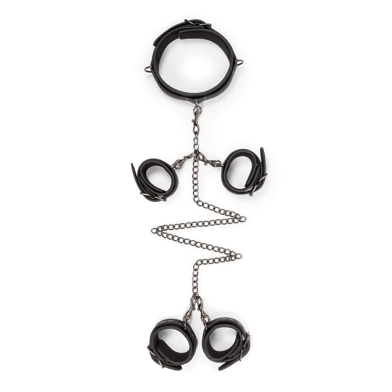 Easytoys Fetish Collection Restraint Kit Fetish Set with Collar Ankle and Wrist Cuffs Bdsms Collar with Leash Set Collar Ankle and Wrist Cuffs Black - PawsPlanet Australia