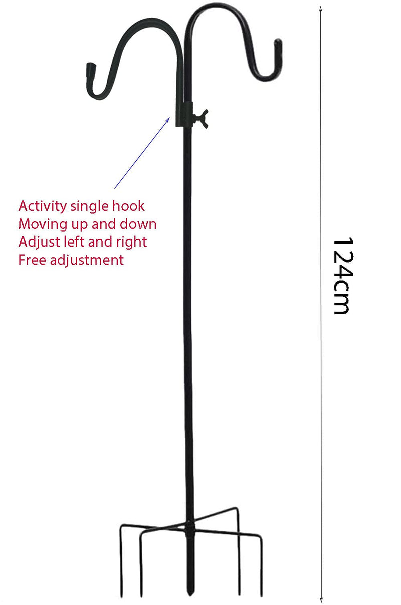 DDGAO Wild Bird Feeder Pole. Feeding Station with Decorative Finial & Two Hooks for any Feeders such as Seed, Peanut, Sunflower & Fatball. Metal, Freestanding Ready for the Garden & Outdoors 124cm Double hook - PawsPlanet Australia