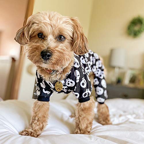 [Australia] - CuteBone Christmas Dog Pajamas Jumpsuit Shirt Winter Sweater Cute Holiday Pjs Halloween Pet Clothes Bodysuit for Doggie Onesies X-Small Black white skeleton 