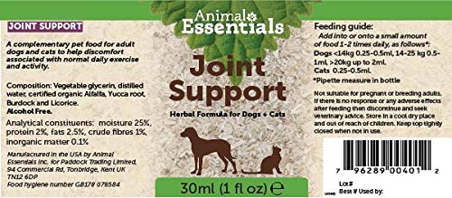 Animal Essentials Joint Support Herbal Tincture For Dogs & Cats | Promotes Joint Mobility | Supports Healthy Liver Function | Contains Extracts Designed To Relieve Stiff & Swollen Joints | 30ml - PawsPlanet Australia