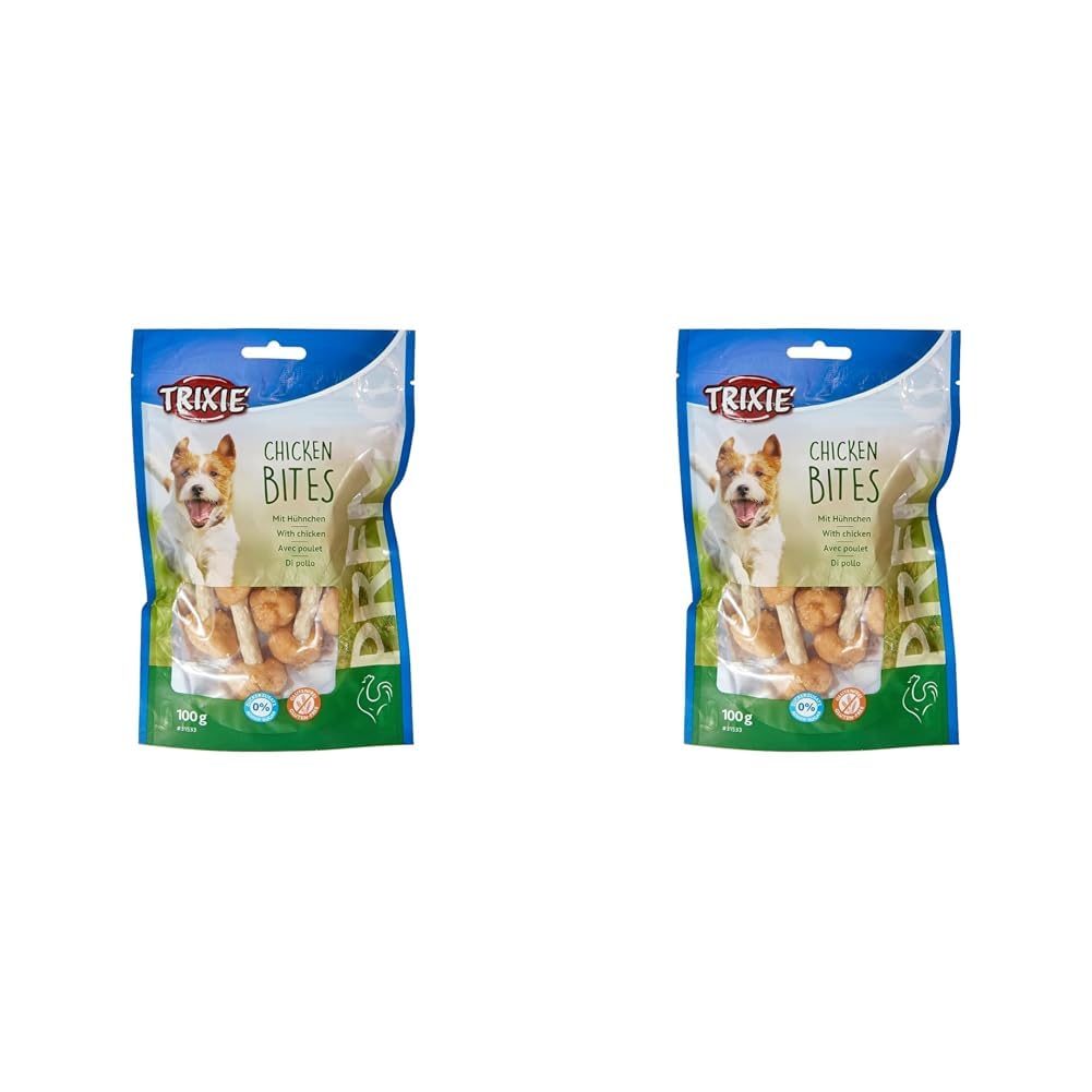 TRIXIE Dog Treats Premio Dog Chicken Bites 100g - Premium Treats for Dogs Gluten Free - No Grain & Sugar, Tasty Reward for Training & Home - 31533 (Pack of 2) - PawsPlanet Australia