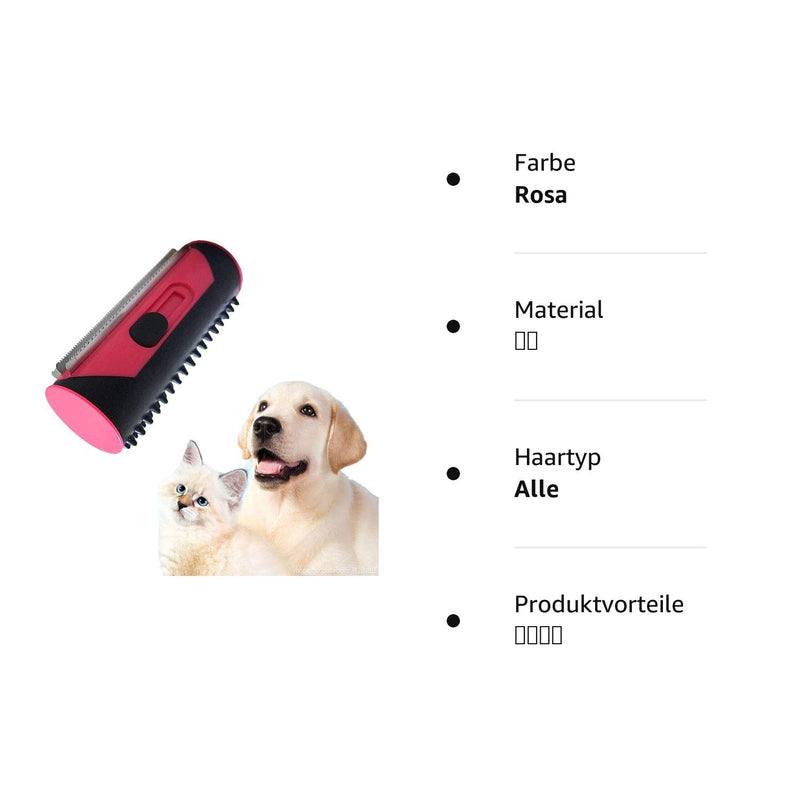 NETT 3-in-1 undercoat and hair removal brush, undercoat and hair removal brush, pet hair remover roller, suitable for all hairy pets pink - PawsPlanet Australia