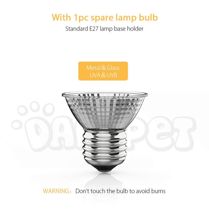 DADYPET Reptile Heat Lamps, Turtle Lamp UVA/UVB Turtle Aquarium Tank Heating Lamps with Holder, 360° Rotatable Habitat Aquarium Basking Lamp for Turtles Tortoise Snake Lizards Terrarium with 2 Bulb B - PawsPlanet Australia