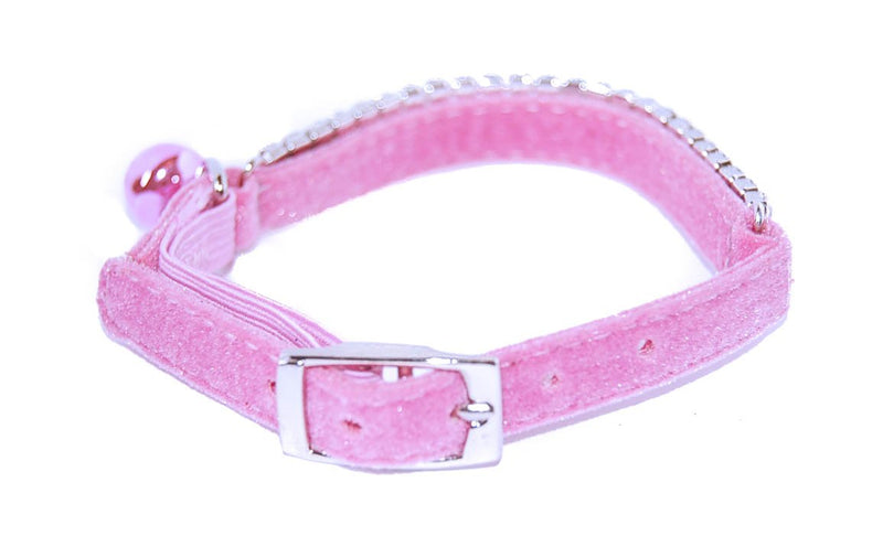 Pet Palace® "Moggy Monarch soft plush velvet and diamante cat safety collar for cat royalty plus FREE cute catnip toy! (Palacial Pink) Palacial Pink - PawsPlanet Australia