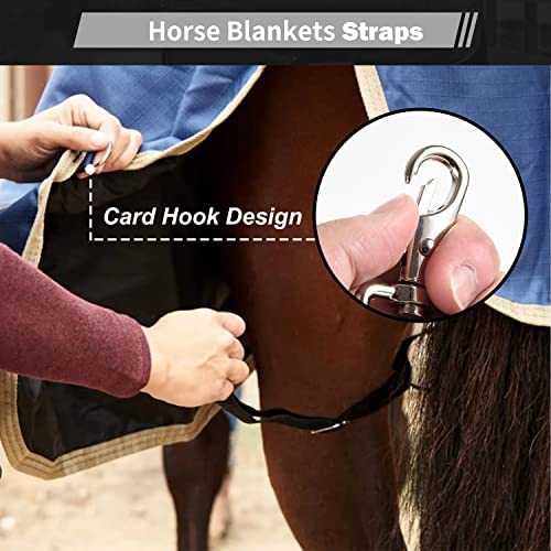 Premium Horse Blanket Sheet Leg Straps, Replacement Stretchy Belly Strap with Double Swivel Snaps, Adjustable Length from 24 to 42 Inch Black(2 Pcs) 2 Pcs - PawsPlanet Australia